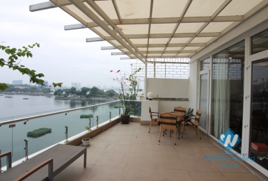 Lake view terrace studio for rent in Truc Bach, Ba Dinh